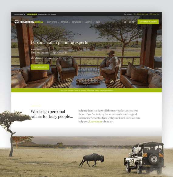 Cedarberg Travel - Personal Safari Planning - Ethan Ellis : Frontend WordPress Developer